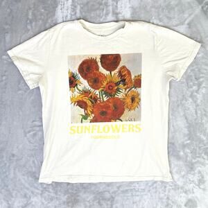 Womens T Shirt Sz XL Van Gogh Sunflowers Artsy Graphic Earthy Hippie Herbalist